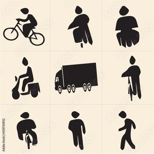 All kind of transportation vector Black and white set-22
