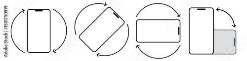 Smartphone rotation icon set, orientation change illustration