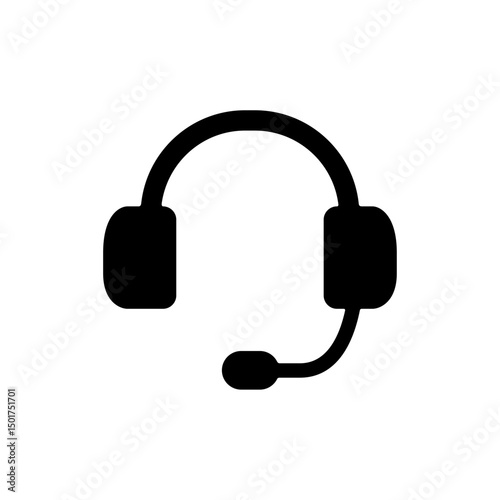 Sound Headset Icon Isolated on Black and White Vector Graphic