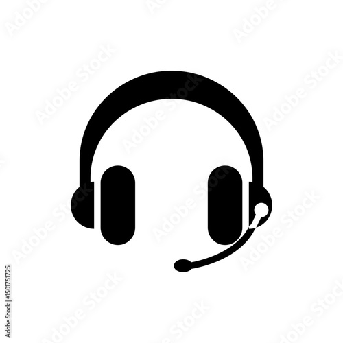 Sound Headset Icon Isolated on Black and White Vector Graphic