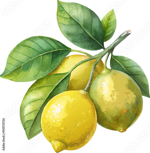 Watercolor Lemons Hand Painted Vector Illustration