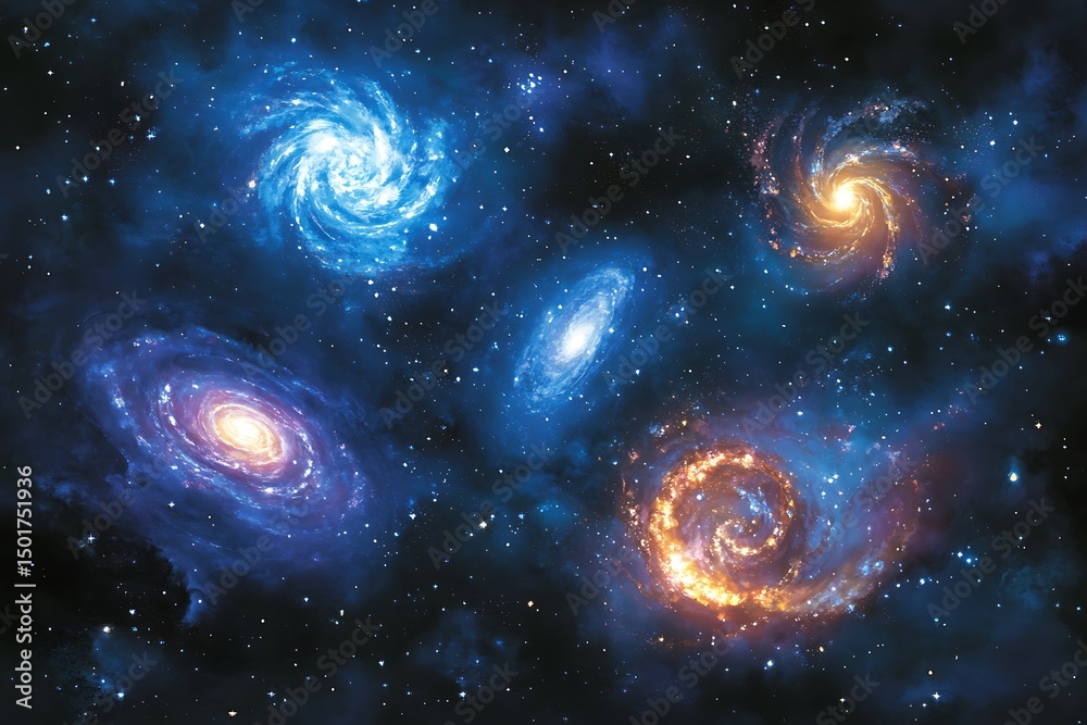 Obraz premium Exploring the Cosmic Wonders: Galaxy, Stars, and Nebulae in the Vast Universe of Astronomy, Dark Matter, Black Holes, Supernovae, and the Mysteries of Cosmic Evolution and Energy