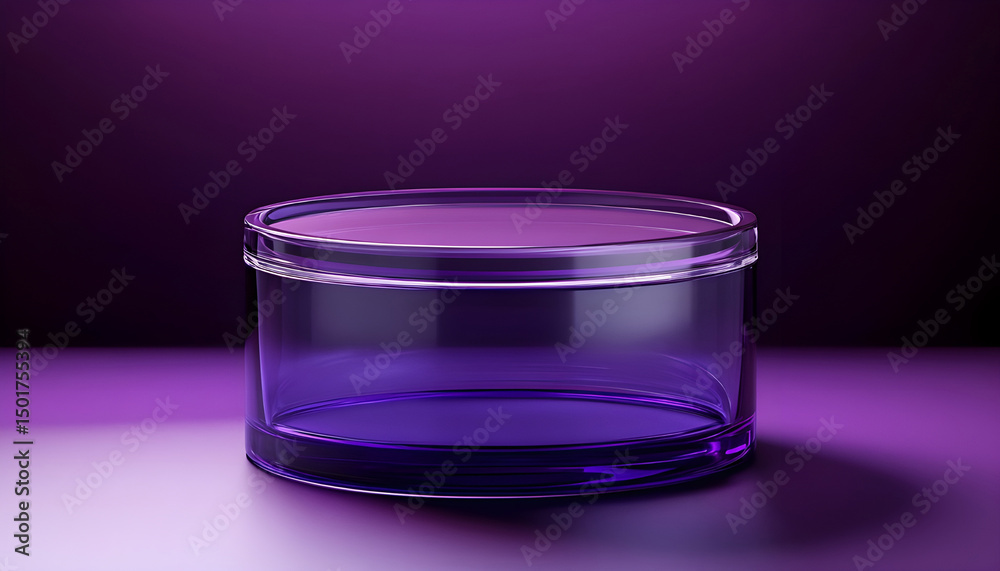 glass podium round purple on purple background empty for cosmetics presentation glass podium round purple on purple background empty for cosmetics presentation
