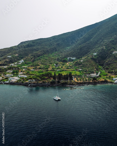 Wallpaper Mural Aerial view of Santa Marina Salina, Salina Island, Aeolian Islands archipelagos, Sicily, Italy. Torontodigital.ca