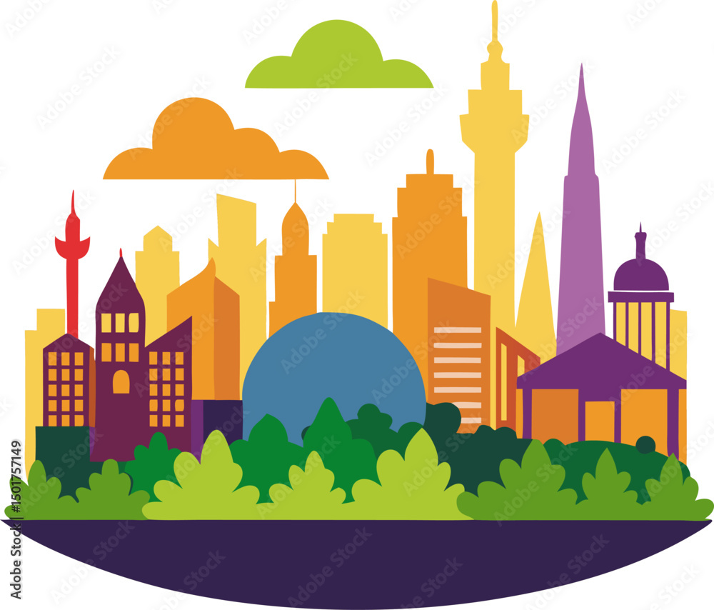 Obraz premium vector illustration of city