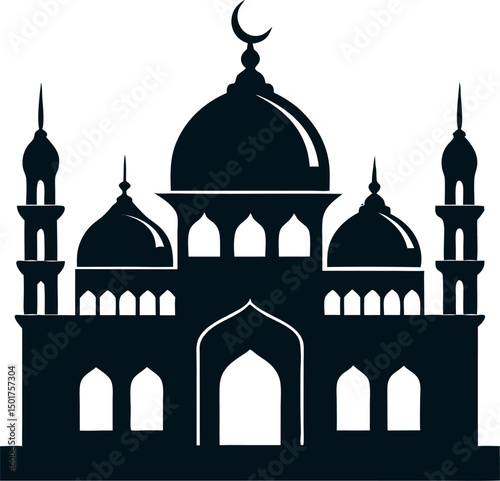 mosque silhouette vector on a white background