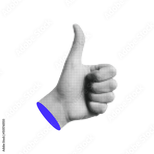 Halftone Hand Gesture Retro Vector Thumbs Up Gesture Approval Positive OK Feedback Agreement Support And Encouragement