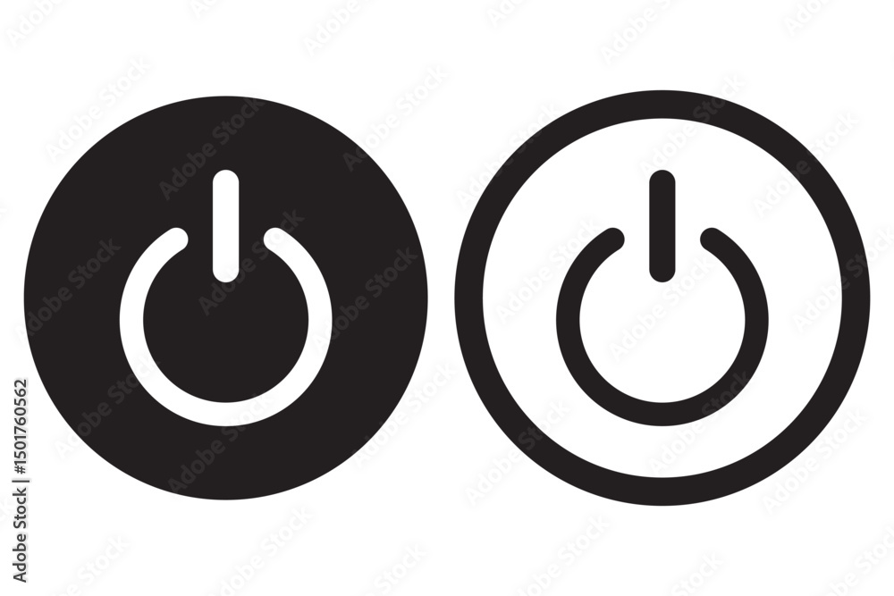 Power button. ON and OFF set icons. Vector black and flat icon, energy sing symbol, Power switch, electricity turn on off, icon, sticker, badge. Editable vector icon set. Power button. ON and OFF set icons. Vector black and flat icon, energy sing symbol, Power switch, electricity turn on off, icon, sticker, badge. Editable vector icon set.