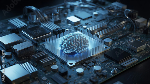 Artificial intelligence embedded in a computer motherboard.