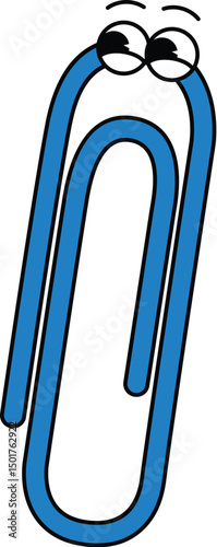 Cute Funny Paper Clip Retro Mascot ,School Groovy Cartoon Character Vector,