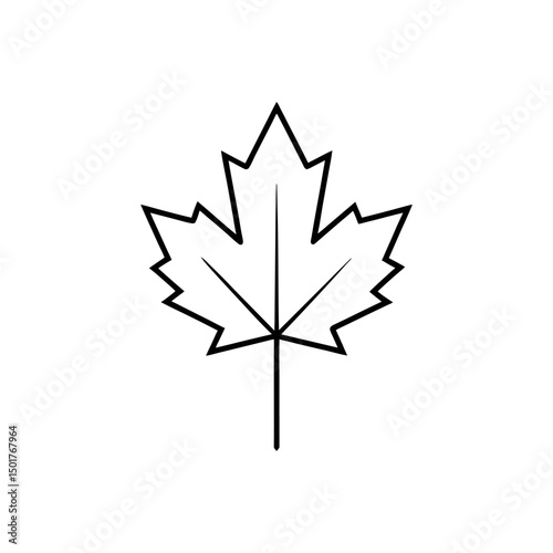 Black outline of a maple leaf isolated on transparent background