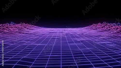 Abstract purple wireframe landscape against black background  