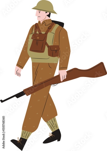 World War I Soldier Cartoon Illustration