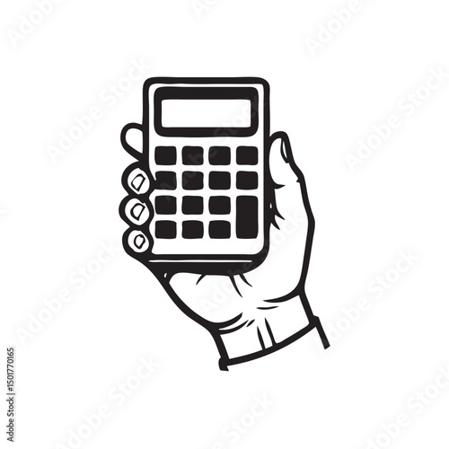hand holding calculator vector