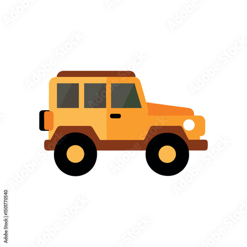 Yellow offroad car isolated on white background illustration