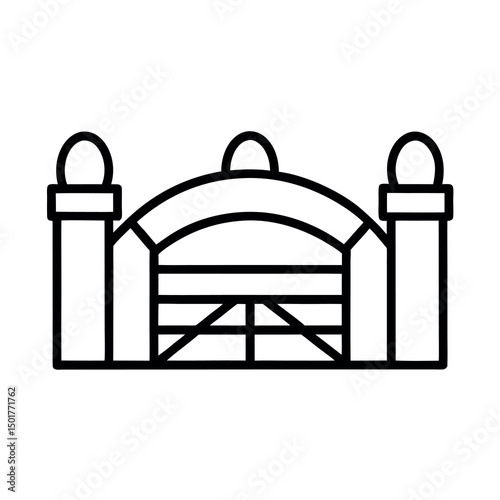 Wooden Farm Gate Outline Vector Art