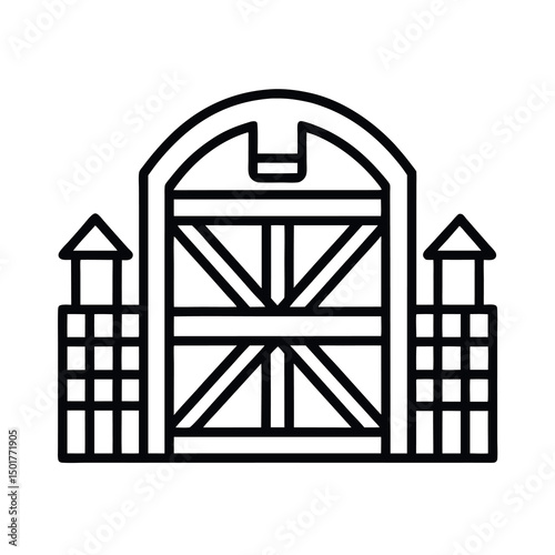 Simple Farm Gate Line Art Vector Design