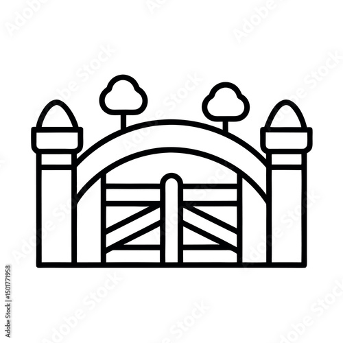 Minimal Farm Gate Vector Illustration