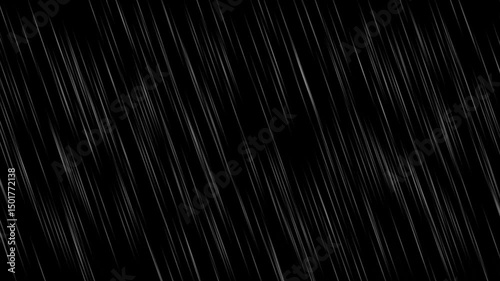 Anime, manga style 2d simple falling rain on black background