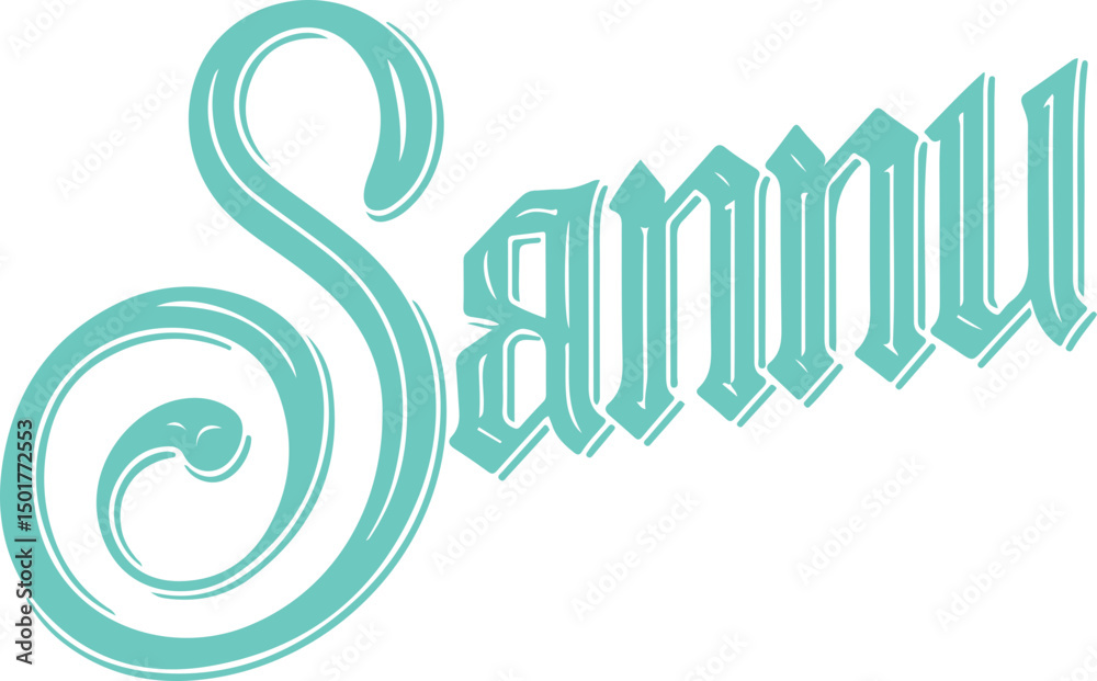 Obraz premium Sanmu - Teal Textured Logo Design.