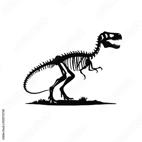 Dinosaur Fossil Silhouette  vector on white background

