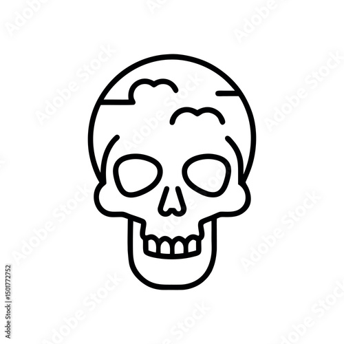 Florida Beach Skull Line Art Vector Design
