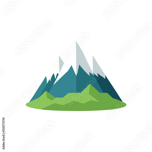 Vector art of Mountain range with snow isolated on white background illustration