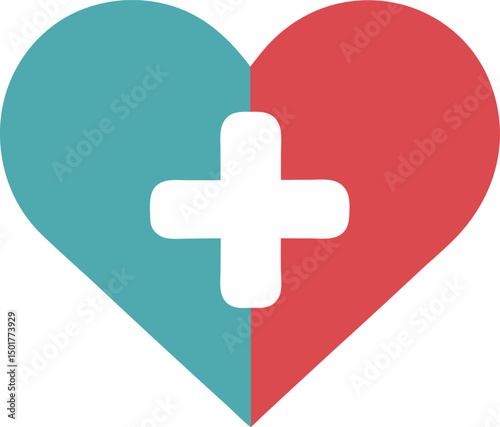 Medical heart with a cross symbol concept for healthcare and medical related topics