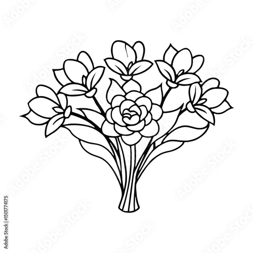 line bouquet for greeting card sty