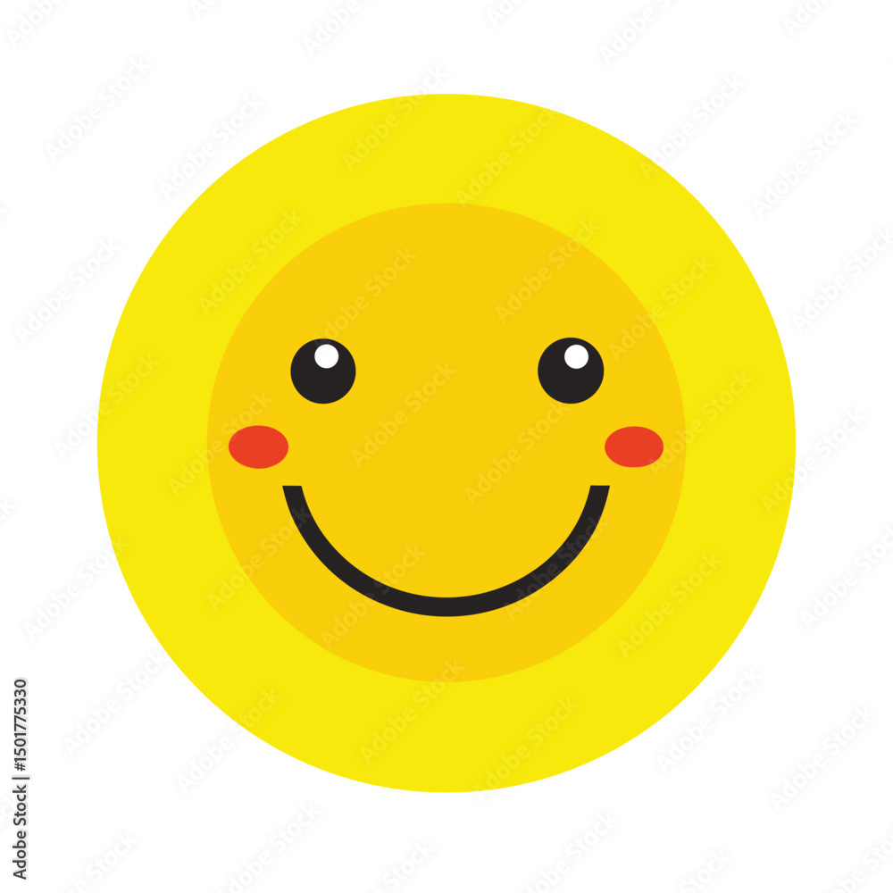 Fototapeta premium Happy smiling face emoji illustration with cheeks showing joy and happiness isolated