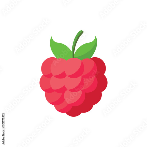Vector art of Fresh raspberry isolated on white background, a healthy summer fruit