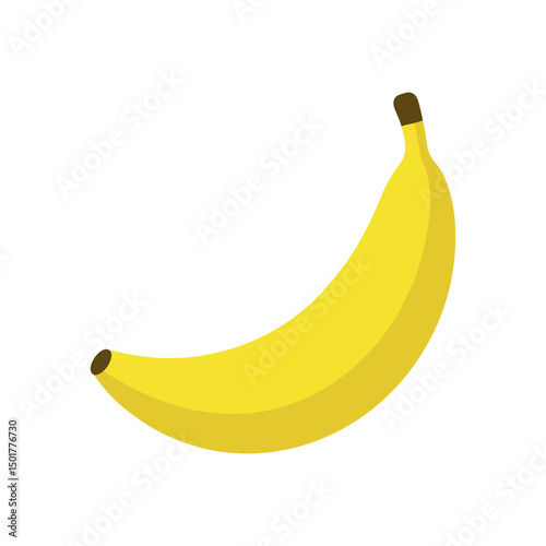 Vector art of Single yellow banana isolated on white background, a tropical fruit