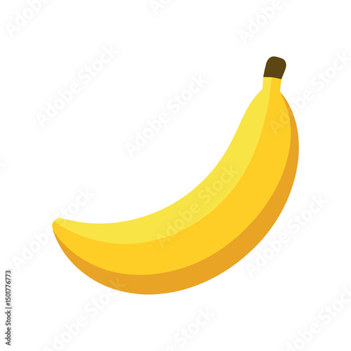 Vector art of Single yellow banana isolated on white background in studio shot