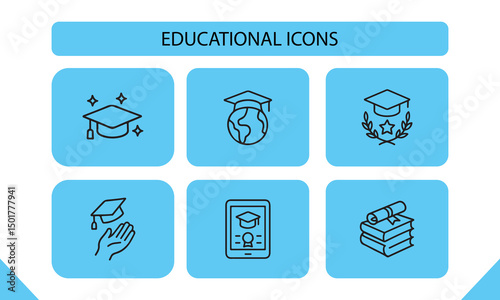Educational Icons Collection for Learning and Graduation Themes