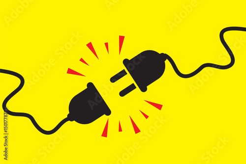 Electric plug icon symbol. Connection, socket with a plug, icons .Concept of 404 error connection. Electric plug icon on white background. Vector Illustration.