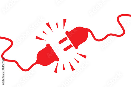 Electric plug icon symbol. Connection, socket with a plug, icons .Concept of 404 error connection. Electric plug icon on white background. Vector Illustration.