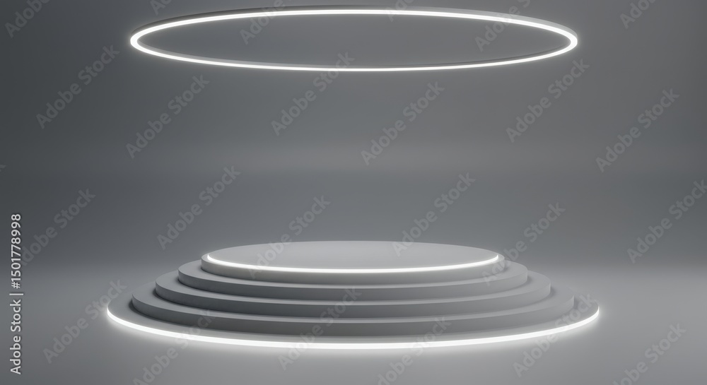 Obraz premium Illuminated podium with circular light above