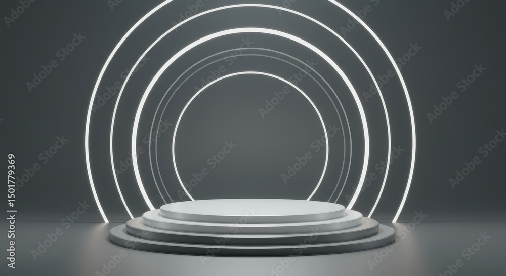 Obraz premium Presentation podium with circular light design