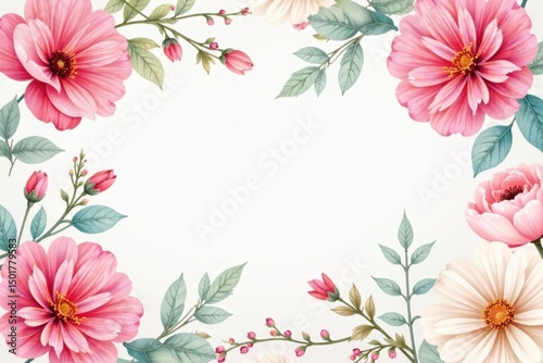Delicate watercolor floral pattern, pastel hues, white, elegant