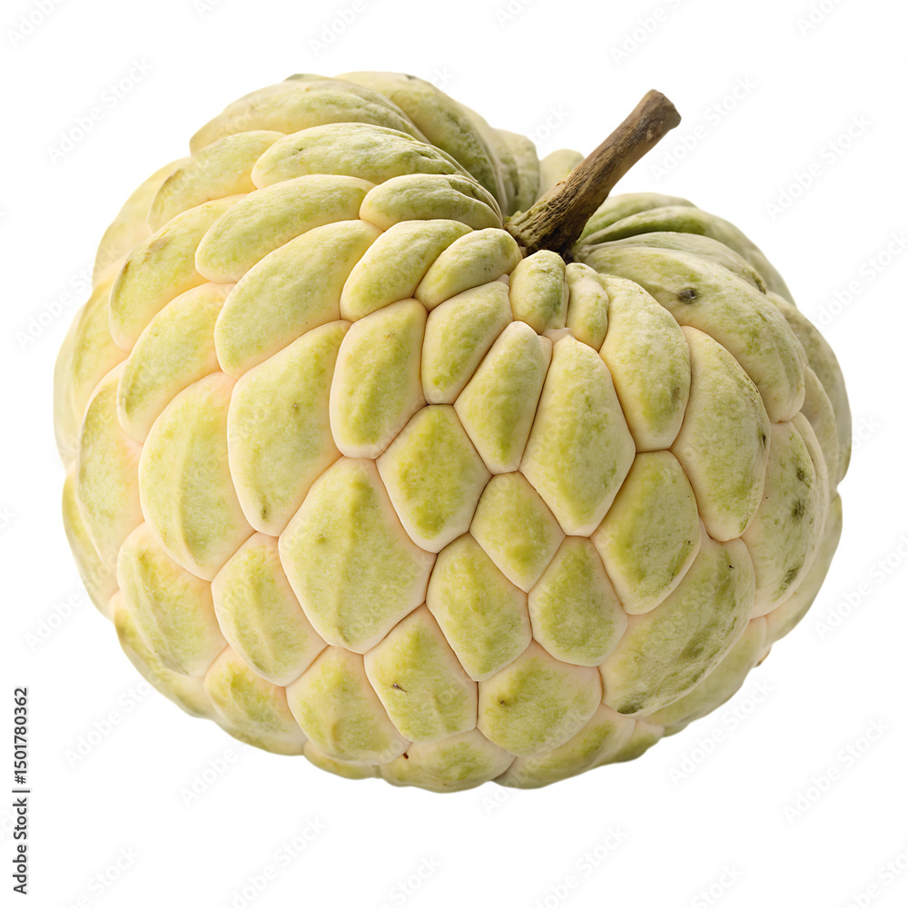 Fototapeta premium A whole single custard apple isolated on a transparent background