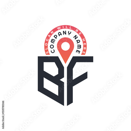 BF Location Logo Design for Human Resources, Recruitment, and Navigation - Letter BF Logo with Location Icon for Business and Technology