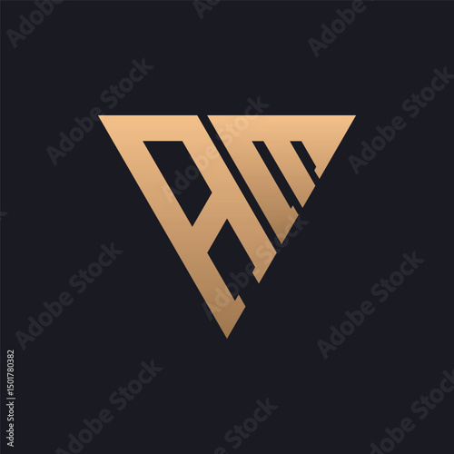 AM Logo Design. Modern, Minimal, Elegant and Luxury AM Logo. Sleek Triangle Monogram Letter AM Logo Design for Brand Corporate Business Identity.