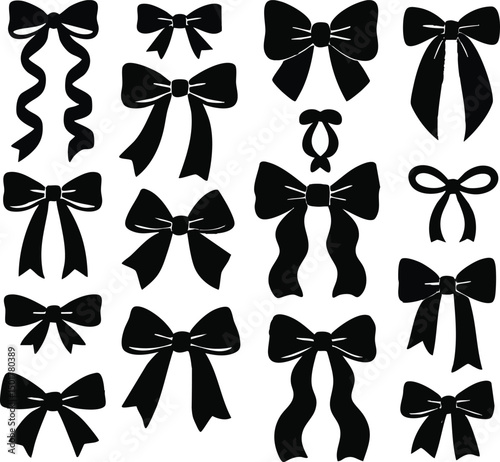 set of bow,  Elegant Assorted Bowknot & Ribbon Silhouette Collection
