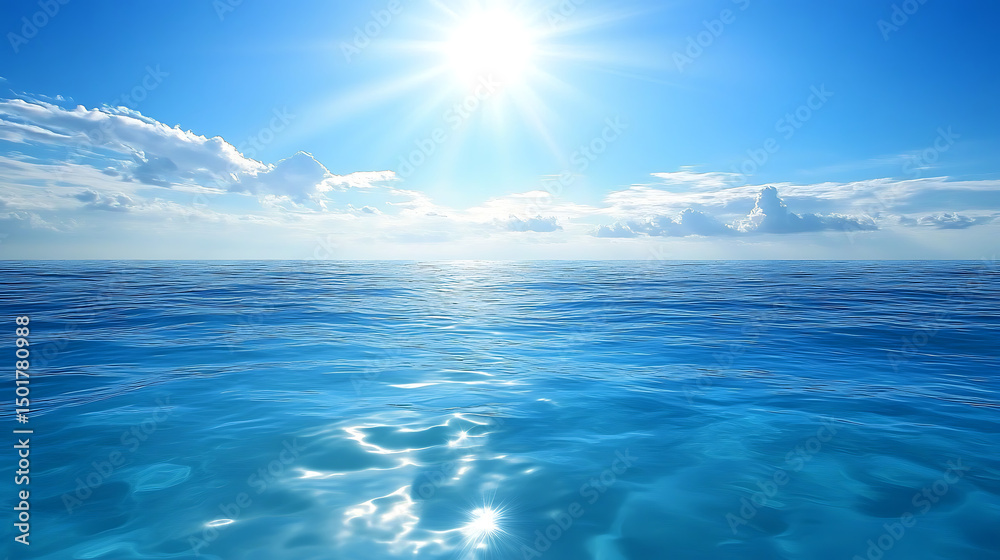 Obraz premium Sunny horizon above wavy blue sea high resolution picture