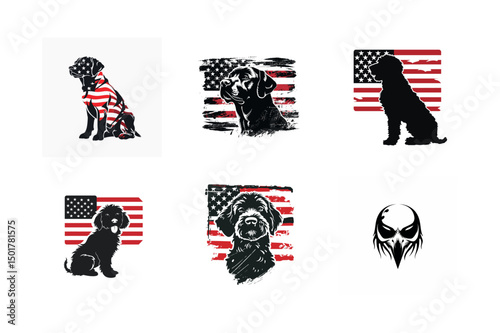 Patriotic dog designs american flag graphics