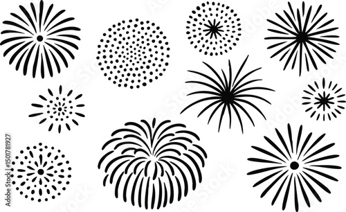 set of vector floral elements, Explosive Celebration Fireworks Design Collection