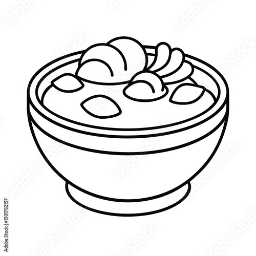 clam chowder outline drawing vector
