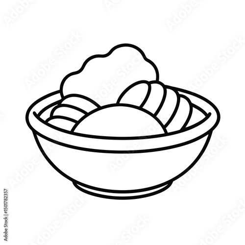 clam chowder outline drawing vector