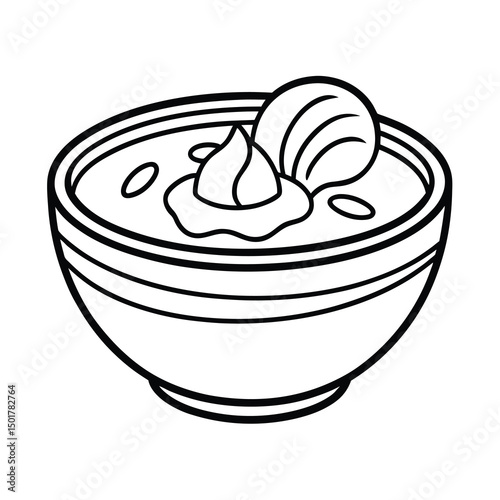 clam chowder outline drawing vector