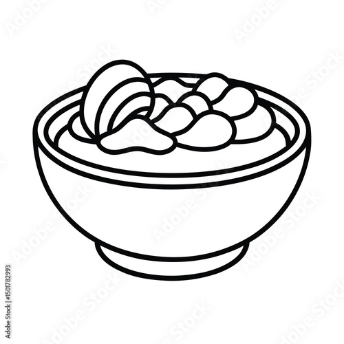 clam chowder outline drawing vector
